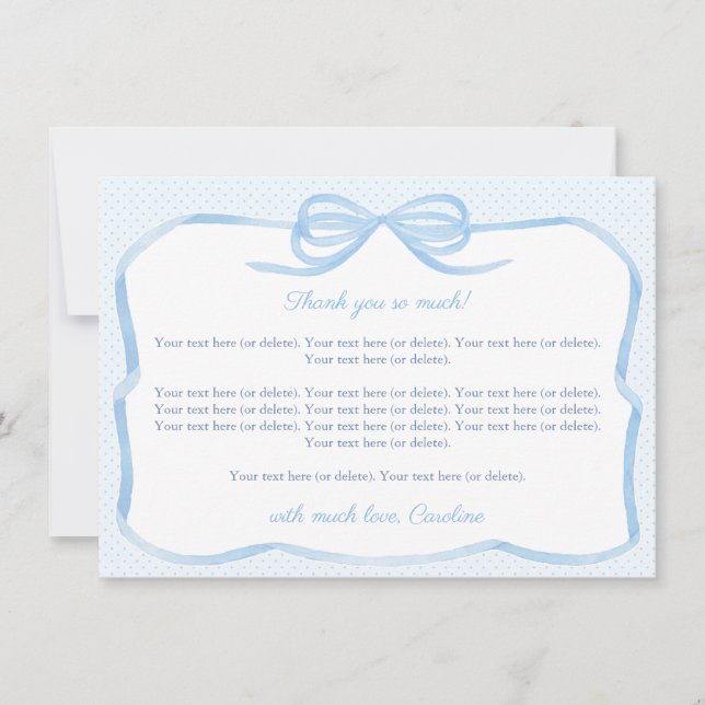 Carte De Remerciements Baby shower vintage Blue Bow Boy (Devant)