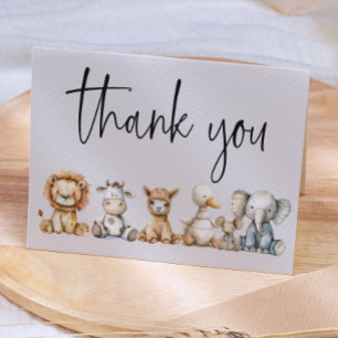 Carte De Remerciements Baby shower vintage d'animaux de pépinière