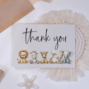 Carte De Remerciements Baby shower vintage d'animaux de pépinière