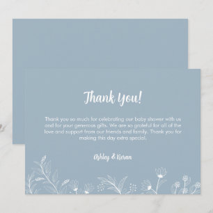 Carte De Remerciements Baby shower Vintage Floral Bleu