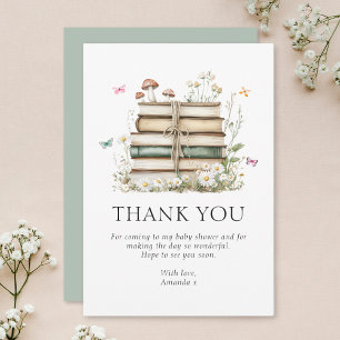 Carte De Remerciements Baby shower Watercolor Floral Books