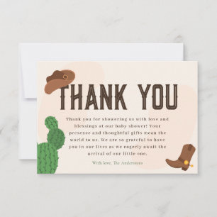 Carte De Remerciements Baby shower Western Cowboy Cactus