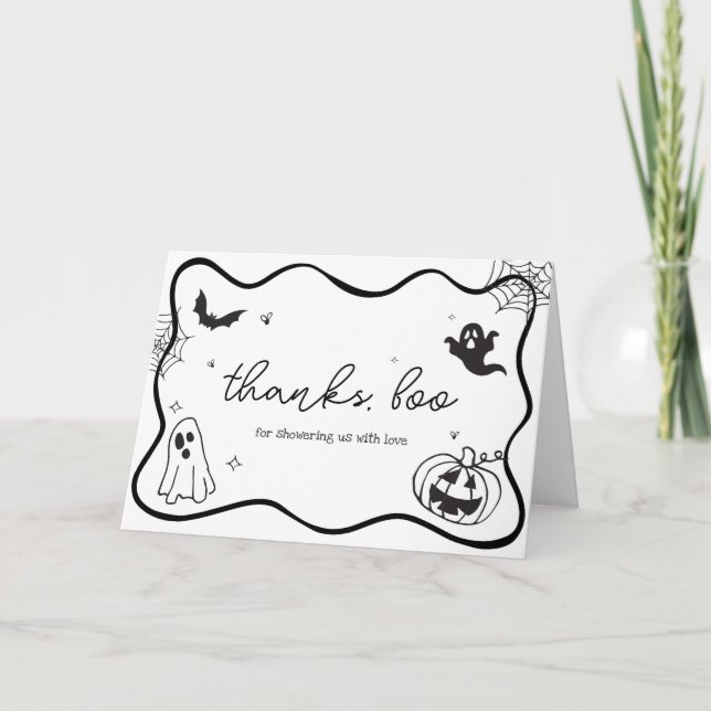 Carte De Remerciements Baby shower Whimsical Halloween Scribble (Devant)