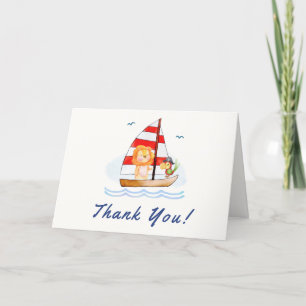 Carte De Remerciements Baby shower Whimsical Nautical Wild Lion