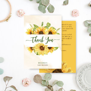 Carte De Remerciements Baby-tournesol en fleurs chaussure bébé