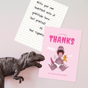 Carte De Remerciements Babysaurus T-rex Rose