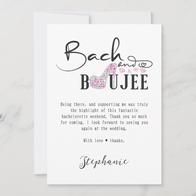 Carte De Remerciements Bach & Boujee Pink Diamond Glam Bachelorette (Devant)