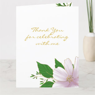 Carte De Remerciements Bachelorette à fleurs roses en or mignonne