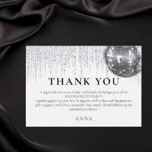 Carte De Remerciements Bachelorette à thème Glitz & Glam Disco