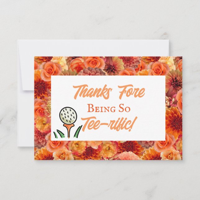 Carte De Remerciements Bachelorette Fête des mariées Golf Peach Orange (Devant)
