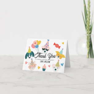 Carte De Remerciements Bad Two Bone Dogs & Cat Balloons 2e anniversaire