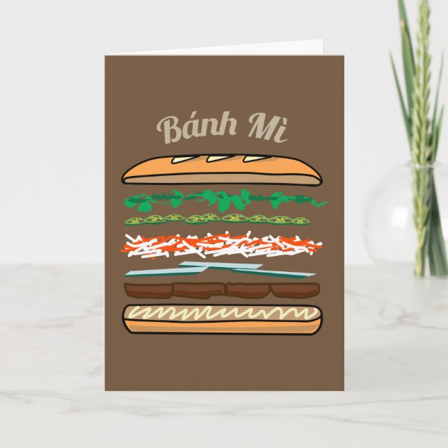 Carte De Remerciements Baguette vietnamienne de pain français de sandwich (Devant)