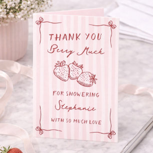 Carte De Remerciements Baie Amoureuse Rose Fraise Enterrement de Vie de J