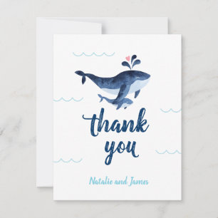 Carte De Remerciements Bain de bébé Baleines Nautique Sous la Mer