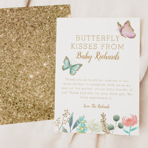 Carte De Remerciements Baisers à papillon Baby shower floral