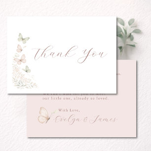 Carte De Remerciements Baisers de papillon élégants Baby Shower