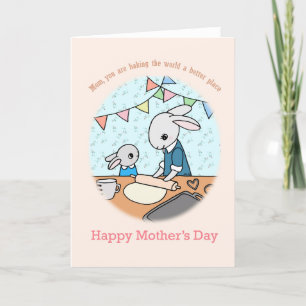 Carte De Remerciements Baking Lover Maman Cute Bunny Rabbit Fête des mère