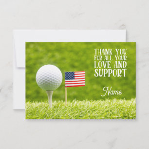 Carte De Remerciements Bal de golf et drapeau américain