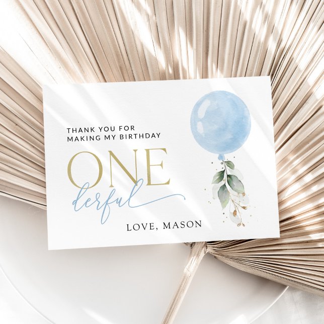 Carte De Remerciements Balcon Bleu, Eucalyptus, Verdure, Premier Annivers (Créateur téléchargé)