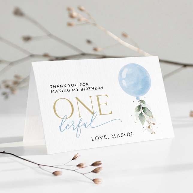 Carte De Remerciements Balcon Bleu, Eucalyptus, Verdure, Premier Annivers (Créateur téléchargé)