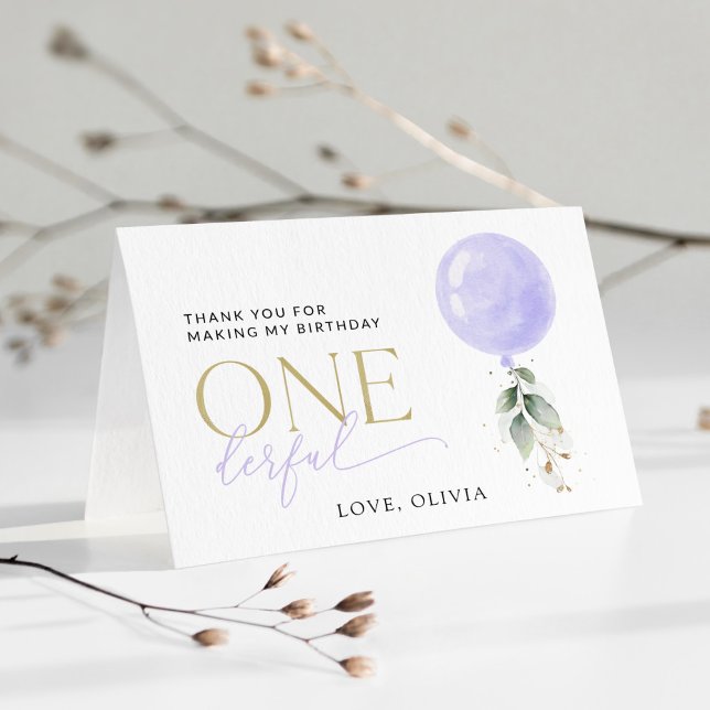 Carte De Remerciements Balcon Violet, Verdure, Feuillage, Premier Anniver (Créateur téléchargé)