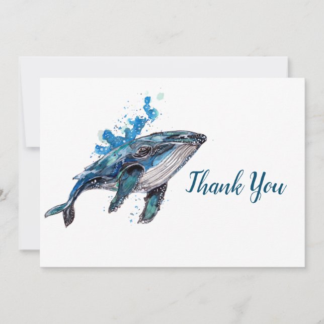 Carte De Remerciements Baleine à bosse bleue (Devant)