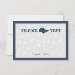 Carte De Remerciements Baleine de l'océan bleu marine