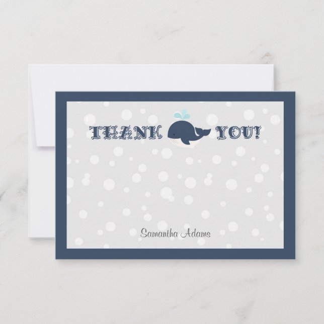 Carte De Remerciements Baleine de l'océan bleu marine (Devant)