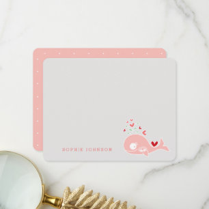 Carte De Remerciements Baleine rose Enceinte Avec Baby shower Twins