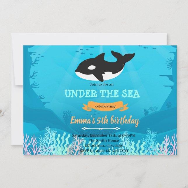 Carte De Remerciements Baleine tueuse sous l'invitation de la mer (Devant)