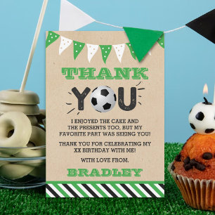Carte De Remerciements Balle De Football N'Importe Quel Âge Anniversaire