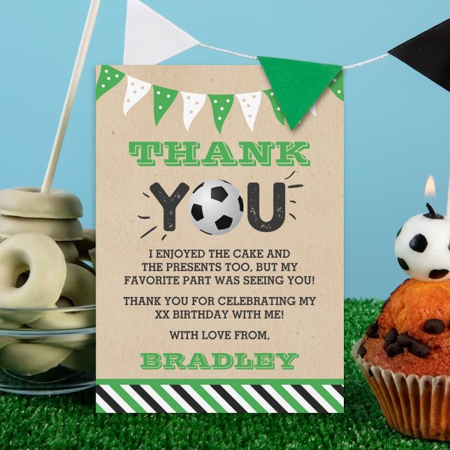 Carte De Remerciements Balle De Football N'Importe Quel Âge Anniversaire (Créateur téléchargé)