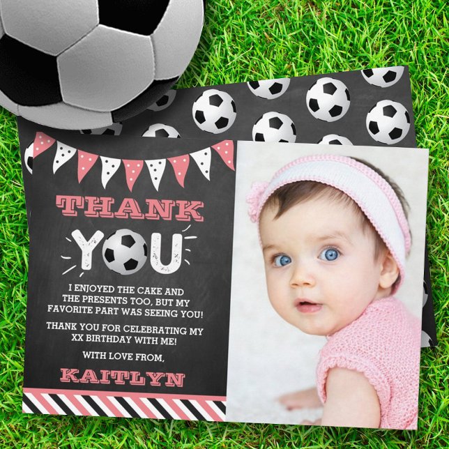 Carte De Remerciements Balle de soccer n'importe quel âge Photo Anniversa (Créateur téléchargé)