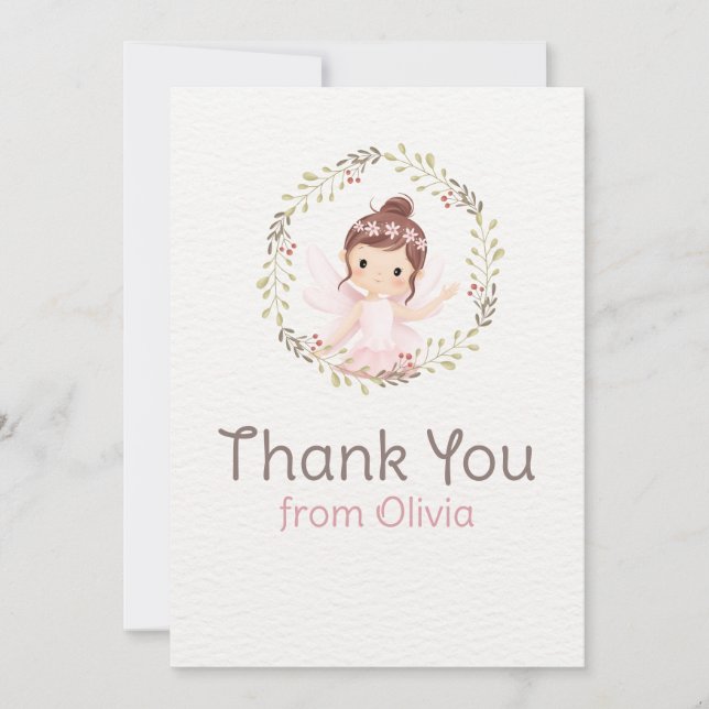 Carte De Remerciements Ballerina Girl en Robe rose Baby shower d'annivers (Devant)