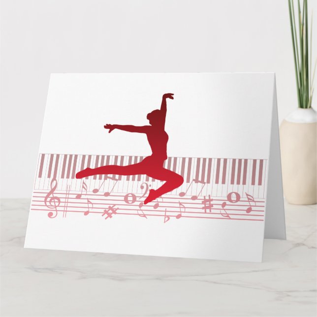 Carte De Remerciements Ballet dancer sur clavier (Devant)