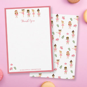 Carte De Remerciements Ballet Pink Ballerinas Motif dansant