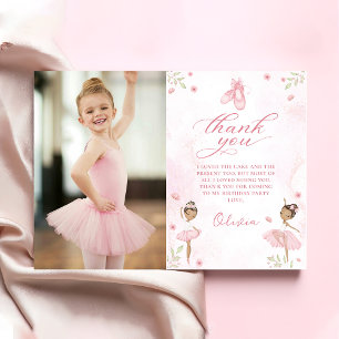Carte De Remerciements Ballet rose Ballerina Photo Anniversaire