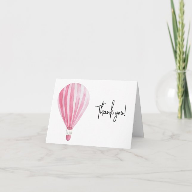 Carte De Remerciements Ballon à air rose (Devant)