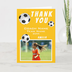 Carte De Remerciements Ballon de football jaune Coach de sport 