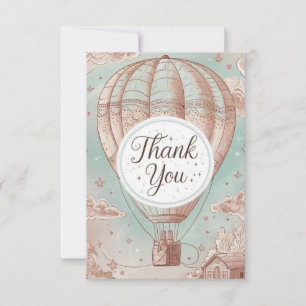 Carte De Remerciements Ballon Whimsical Celestial à air chaud