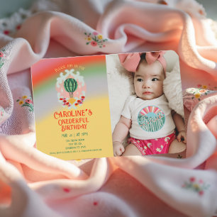 Carte De Remerciements Ballons à air chaud impeccable premier anniversair