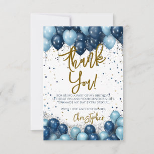 Carte De Remerciements Ballons Bleus Anniversaire