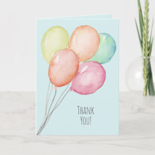 Carte De Remerciements Ballons d'aquarelle en bleu