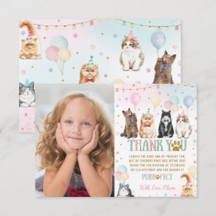Carte De Remerciements Ballons de chats pawty adorables