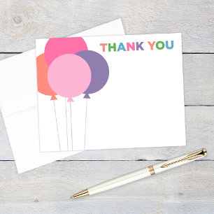 Carte De Remerciements Ballons de fête d'anniversaire rose moderne