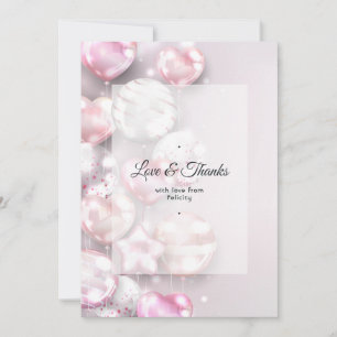 Carte De Remerciements Ballons rose et or rose