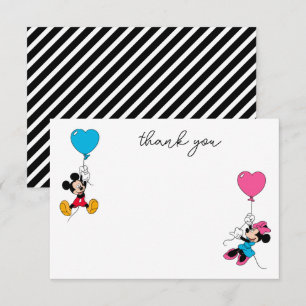 Carte De Remerciements Balloons Mickey & Minnie   Anniversaire Jumeaux
