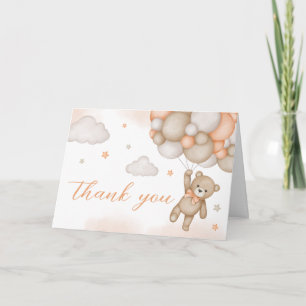 Carte De Remerciements Balloons Ourson Bleu Baby Shower