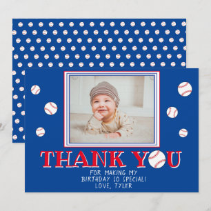 Carte De Remerciements Bals de baseball mignons Photo Anniversaire