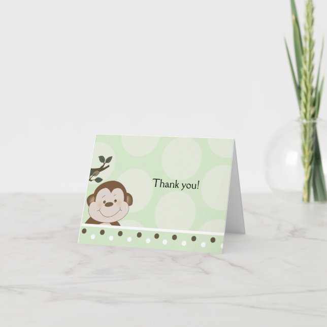 Carte De Remerciements Bambino Monkey Green (Devant)